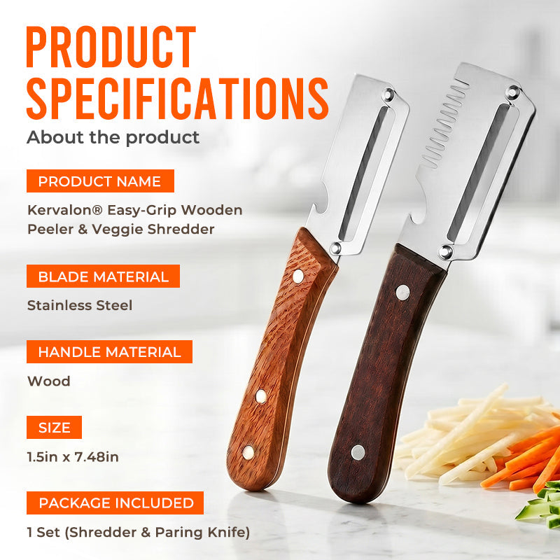 Dlesmy® Easy-Grip Wooden Peeler & Veggie Shredder (upsell)