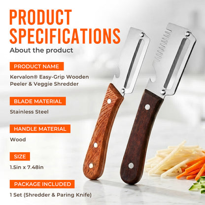 Dlesmy® Easy-Grip Wooden Peeler & Veggie Shredder (upsell)