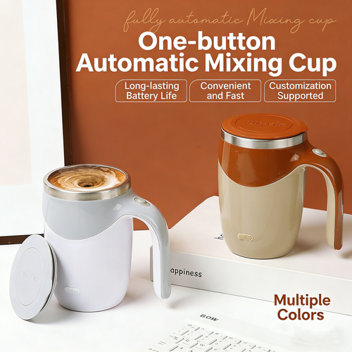 ✅Best Gift Pick 一Stainless steel self-stirring mug with a rechargeable design. Uses magnetic stirring technology to automatically mix drinks anytime, anywhere.