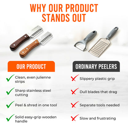 Dlesmy® Easy-Grip Wooden Peeler & Veggie Shredder (upsell)