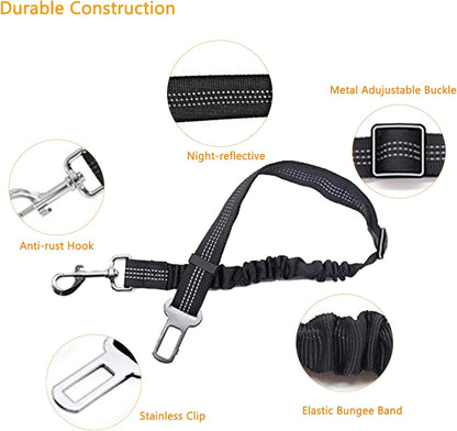 UP|Dlesmy®Dog Seat Belts Headrest Restraint Puppy Safety Adjustable Dog Car Seatbelts and Strong Leash Leads Accessories for Dogs Cats Pets Black