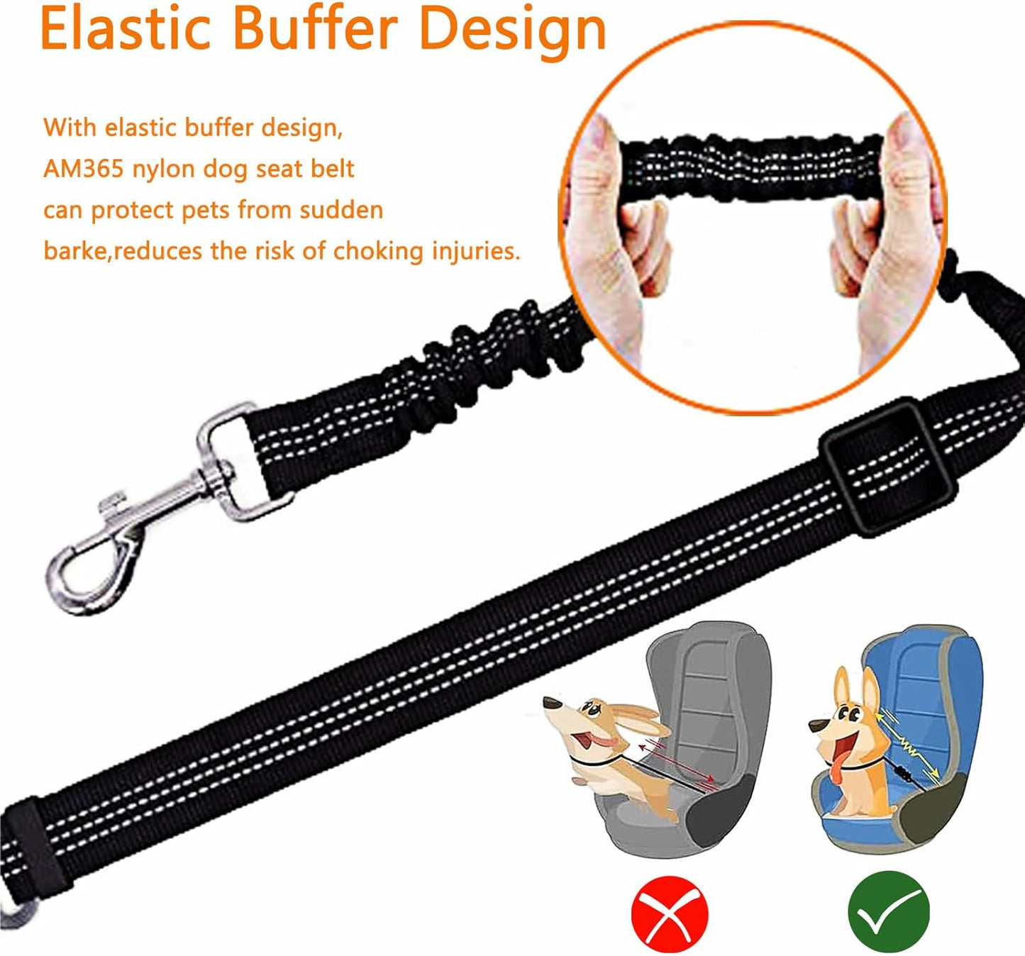 UP|Dlesmy®Dog Seat Belts Headrest Restraint Puppy Safety Adjustable Dog Car Seatbelts and Strong Leash Leads Accessories for Dogs Cats Pets Black