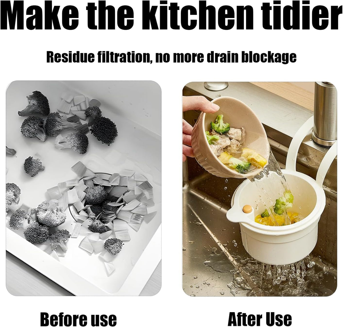 🗑️Faucet Hanging Strainer Basket — Catch Scraps, Drain Water & Dump With One Touch