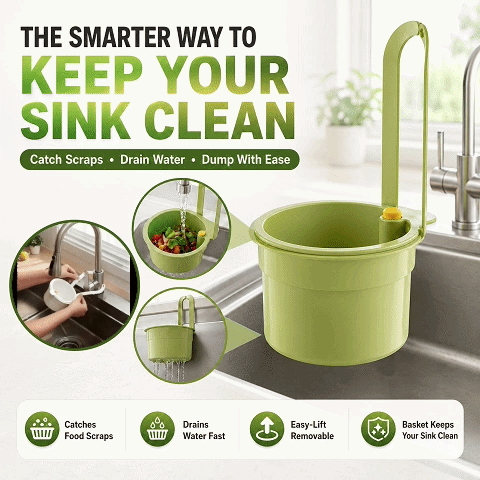 🗑️Faucet Hanging Strainer Basket — Catch Scraps, Drain Water & Dump With One Touch
