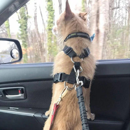 UP|Dlesmy®Dog Seat Belts Headrest Restraint Puppy Safety Adjustable Dog Car Seatbelts and Strong Leash Leads Accessories for Dogs Cats Pets Black