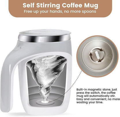 ✅Best Gift Pick 一Stainless steel self-stirring mug with a rechargeable design. Uses magnetic stirring technology to automatically mix drinks anytime, anywhere.