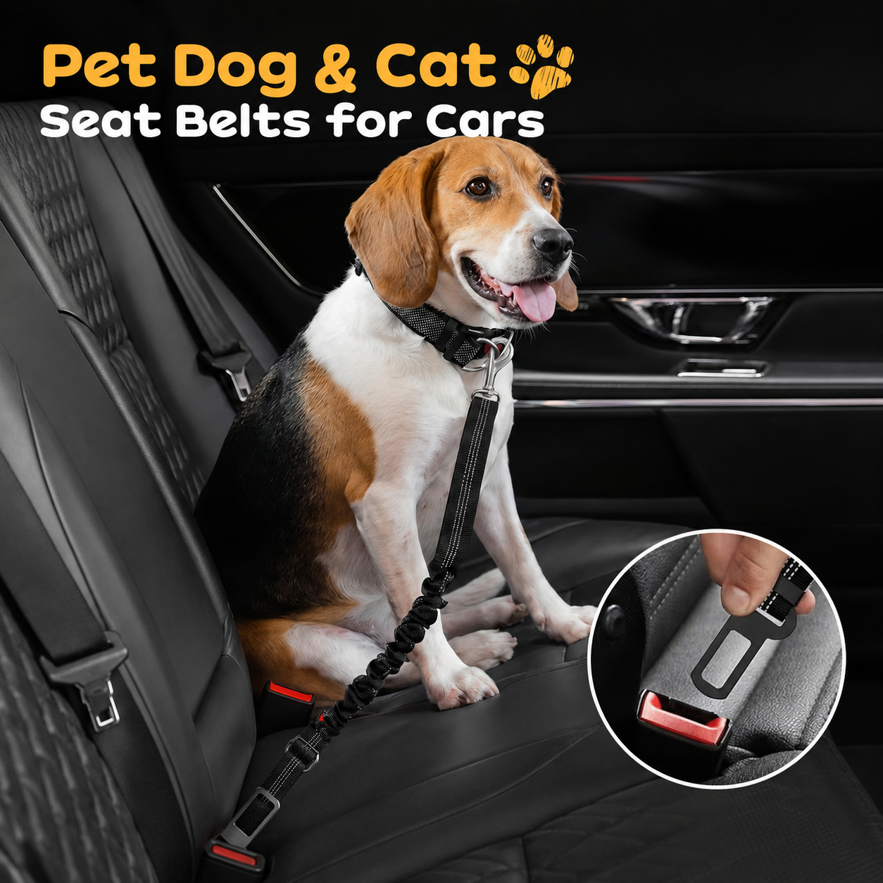 UP|Dlesmy®Dog Seat Belts Headrest Restraint Puppy Safety Adjustable Dog Car Seatbelts and Strong Leash Leads Accessories for Dogs Cats Pets Black