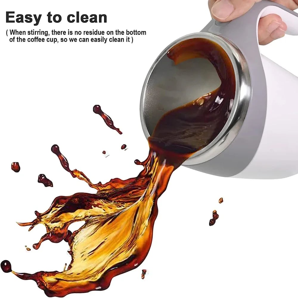 ✅Best Gift Pick 一Stainless steel self-stirring mug with a rechargeable design. Uses magnetic stirring technology to automatically mix drinks anytime, anywhere.