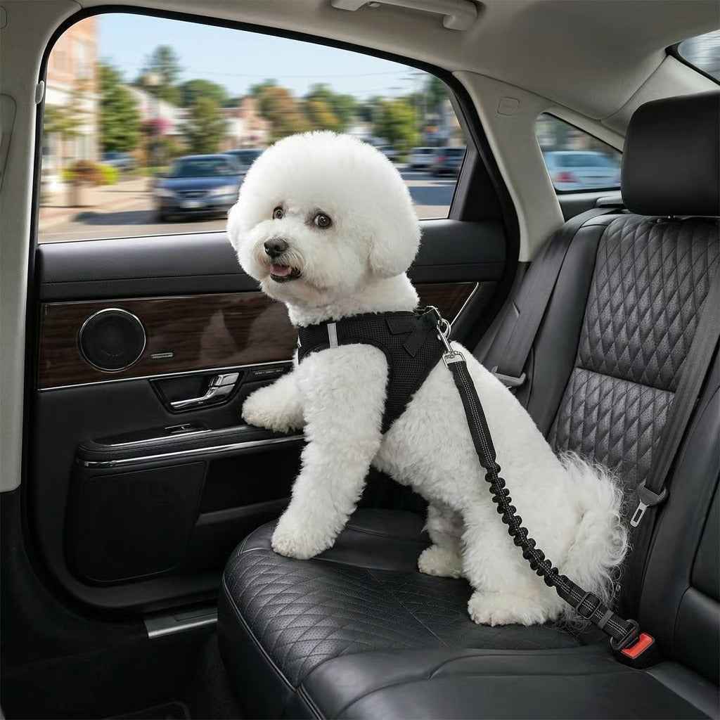 UP|Dlesmy®Dog Seat Belts Headrest Restraint Puppy Safety Adjustable Dog Car Seatbelts and Strong Leash Leads Accessories for Dogs Cats Pets Black